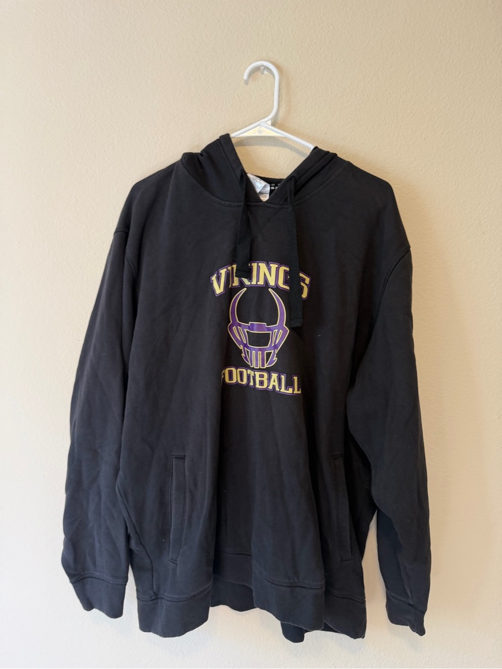 adidas Black Hoodie with Purple and Gold Vikings Football Logo